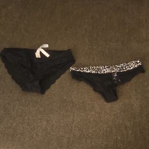 Victoria's Secret Black and Leopard Print Panties